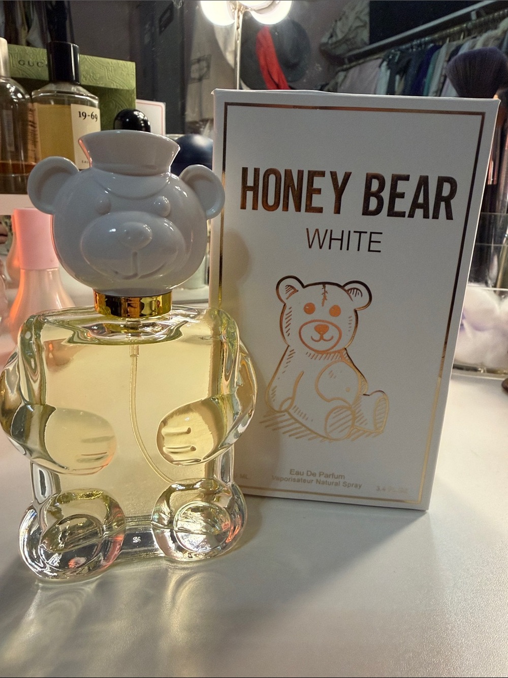 Honey Bear White Eau de Parfum - Cute Bear Bottle, White & Gold Accents